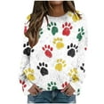 thumbnail image 2 of Craaazy Warm Plush Winter Pullover Women's Fashionable Printed Round Neck Long Sleeved Pullover Off Shoulder Tops Gifts For Women, 2 of 5