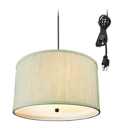 

2 Light Swag Plug-In Pendant 18 w Textured Oatmeal with Diffuser Black Cord