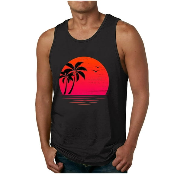 Dianli Men's Originals Stretch Cotton Pack Gym Yoga Crew Neck Basic Summer Beach Loose Fit Sleeveless Casual Graphic Tank Tops Gym Muscle Tee Summer Saving Black XL