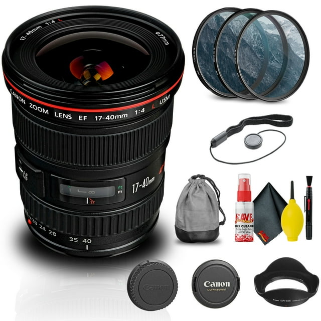 Canon EF 17-40mm F/4L USM Objectif (8806A002) + Trousse de Filtres + Capuchon de Protection + Plus (Modèle International)