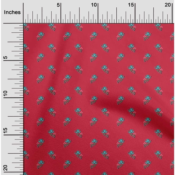 oneOone Cotton Poplin Fabric Floral Block Printed Craft Fabric BTY 42 Inch Wide