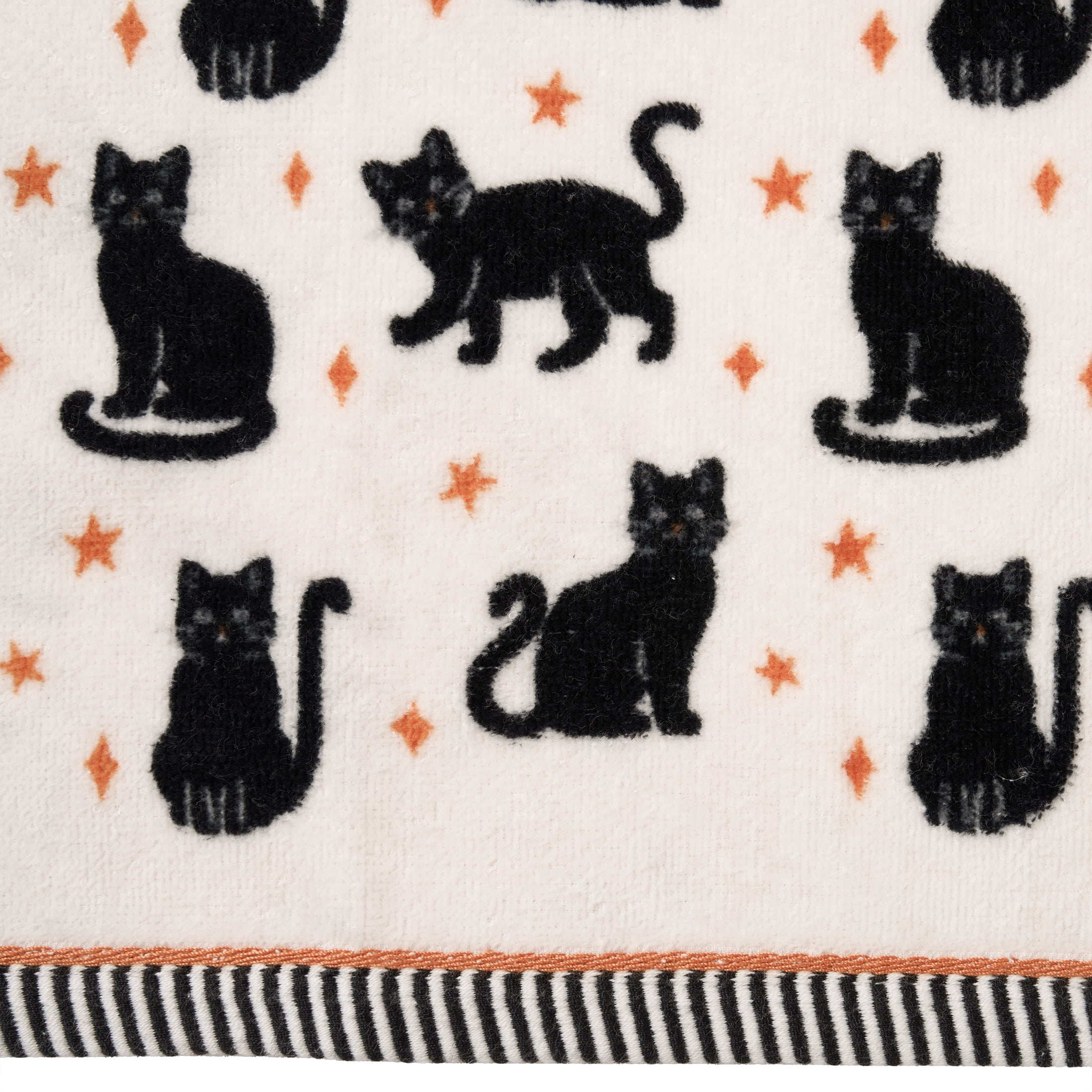 Evergrace Halloween 2 Piece Hand Towel Set, 100% Cotton, Cat, White 16"x26"