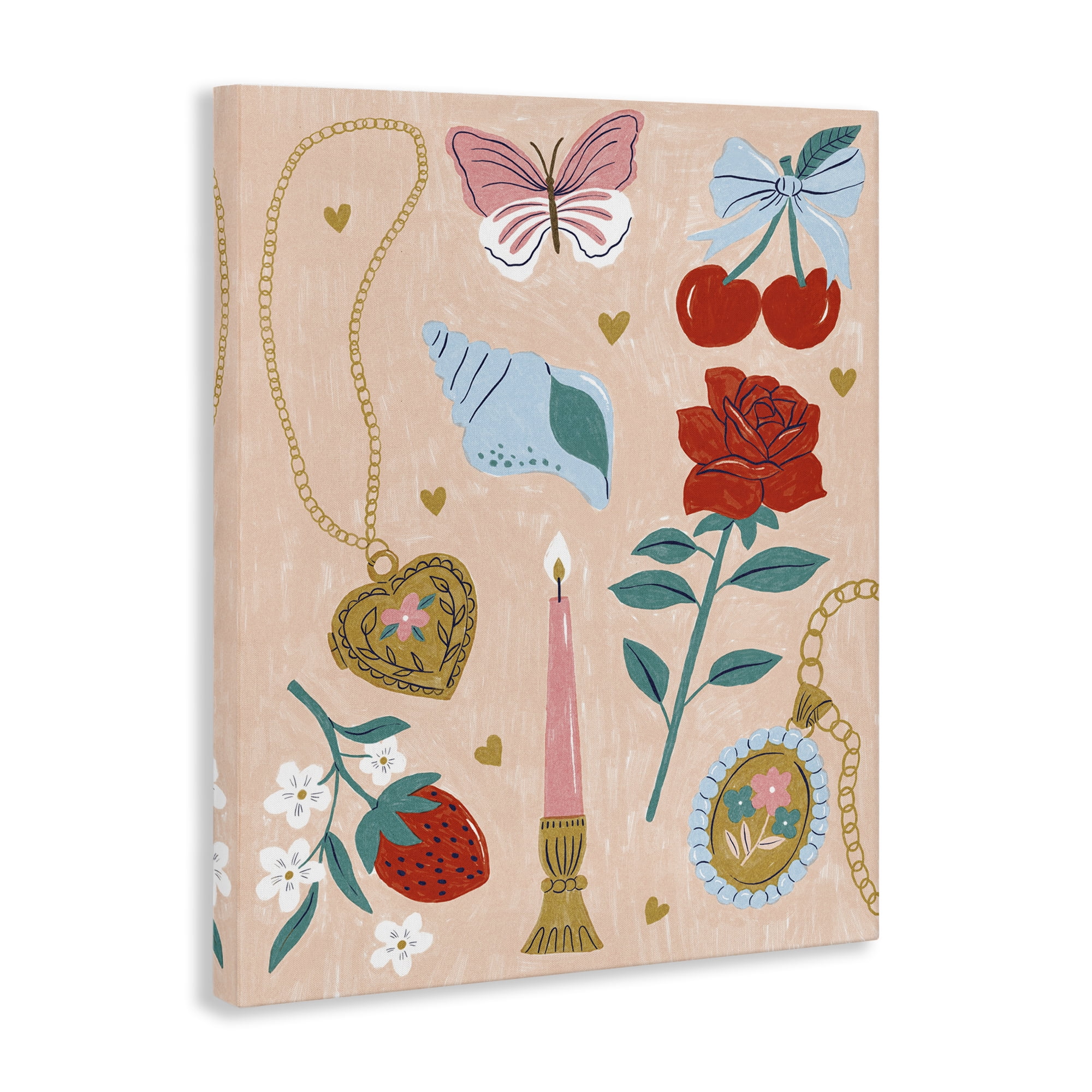 Stupell Industries Fun Feminine Embellishments Plants & Flowers Painting Wrapped Canvas Art Print Wall Art, 36 x 48