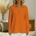 thumbnail image 6 of Yrmaups Loose Fit Button Down Long Sleeve Top for Women, Plus Size Collared Casual Blouse, Soft Solid Pullover Tee for Fall Winter Office Daily Wear, Orange XL, 6 of 7