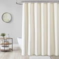 thumbnail image 6 of 72"x72" Shower Curtain, Waffle Textured Thick Fabric Shower Curtains for Bathroom, Polyester Cloth Bath Curtain with 12 Plastic Hooks，Beige, 6 of 6