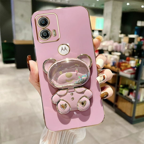 Funda De Teléfono Motorola Moto G73 G53 G23 G13 Oso De Dibujos Animados Fluido Titular De La Estrella Electrochapado TPU Silicona Suave Caso De Protección Cámara