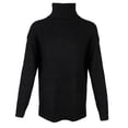 thumbnail image 3 of Suéter de punto grueso de cuello alto de gran tamaño para mujer Jersey de manga negro L Hugo suéter de punto boho para mujer, 3 of 10