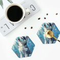 thumbnail image 4 of Honeii Cloud Sunshine Puppy print Leather Coaster Set of 4, ideal for safeguarding your furniture from drinks spills and effortless cleanup-Hexagon, 4 of 6