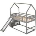 thumbnail image 5 of Euroco Twin over Twin Bunk Bed with Slide for Kids Bedroom, Wood House Bed with Storage Staircase for Child, Gray, 5 of 14