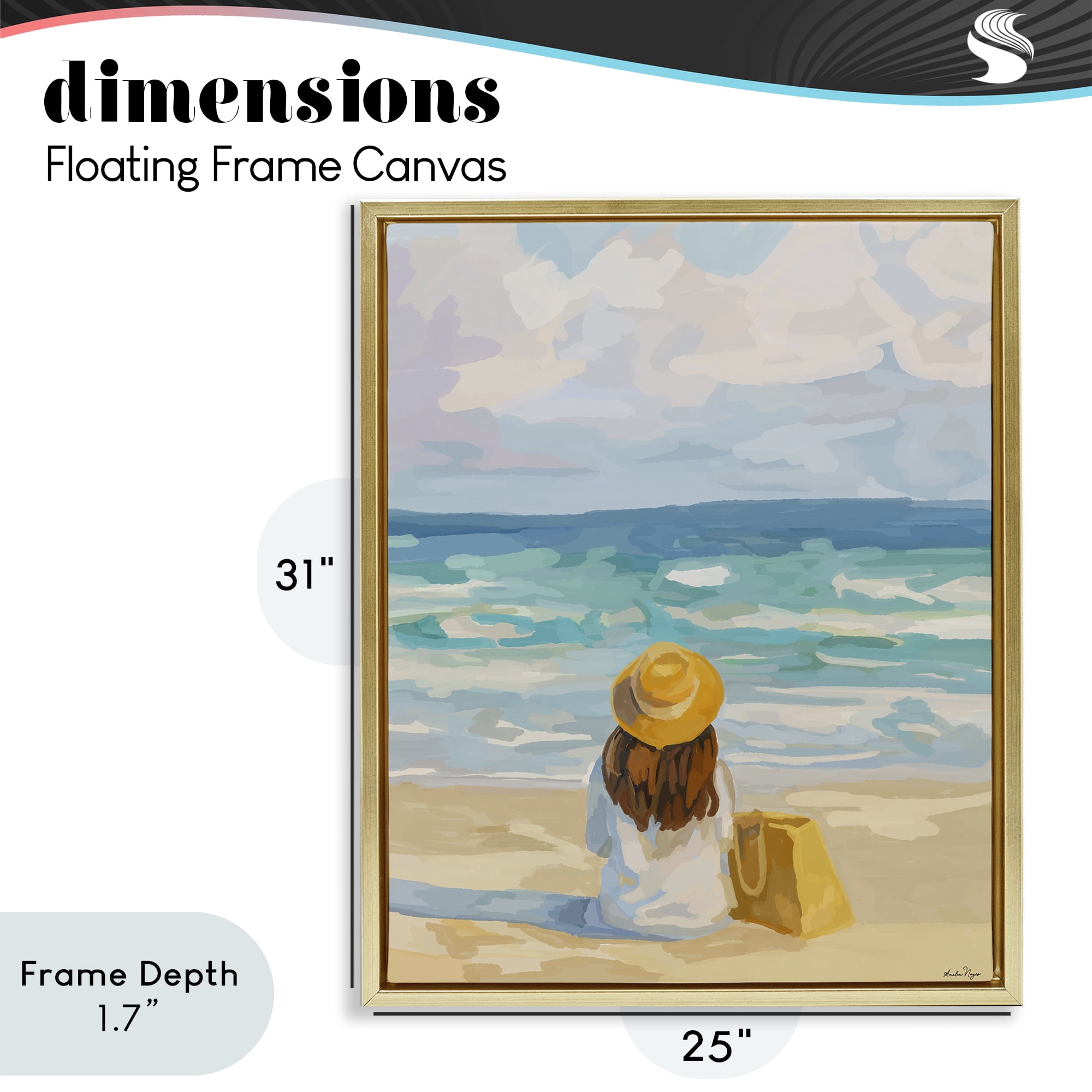 Stupell Industries Peaceful At The Beach Gold Framed Floater Canvas Wall Art, design by Amelia Noyes