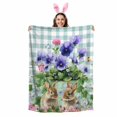 thumbnail image 2 of Throw Blanket Fleece Throw Blanket 50x60in, Spring Easter Bunnies Soft Lightweight Bed Blankets Country Flowers Blue Plaid Fuzzy Couch Blankets for All Season, 2 of 9