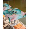 thumbnail image 2 of Fsddascl Teal Pink Outdoor Tablecloth - 60x60 Inch Square Dining Table Cover, Modern Abstract Ink Painting Luxury Marble Waterproof Outdoor Table Cloth with Umbrella Hole & Zipper for Picnic/Patio, 2 of 7