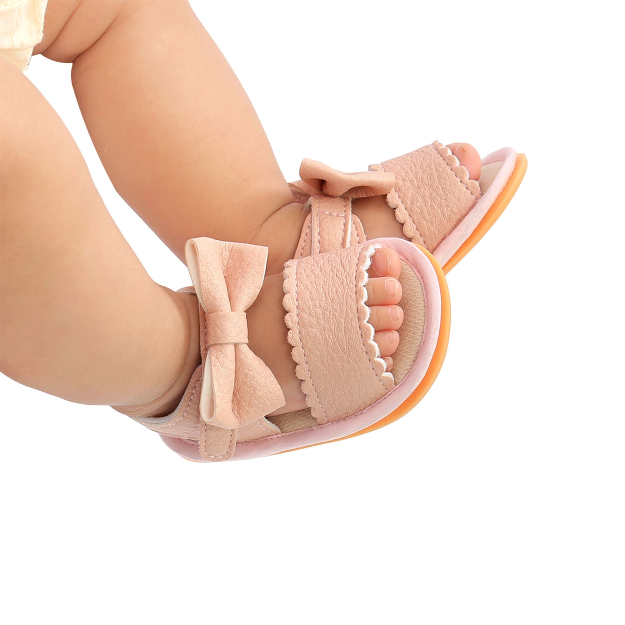 Baby Girl Bow Stripe Sandal Shoes Summer Walking Soft-Soled Non-Slip Princess Shoes 0-1 Years 