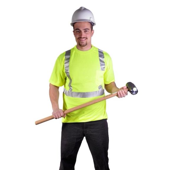 5001 Standard Class 2 Moisture Wicking Short Sleeve Birdseye Lime Crew Neck Shirt, Extra Large