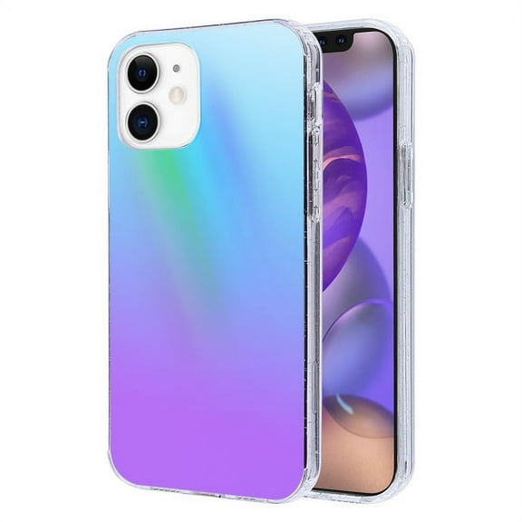 Apple iPhone 12 Mini /5.4" Phone Case Holographic Laser Beam Sparkle Reflective Psychedelic Rainbow Super Slim TPU Hybrid Cover Glow Shiny Iridescent Hologram Multicolor Cover for Apple iPhone 12 Mini