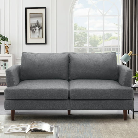 Furniliving 65" Upholstered Loveseat Sofa, Love Seat Small Couches, Extra Deep 2-Seat Small Sofa for Living Room, Bedroom, Apartment,Gray