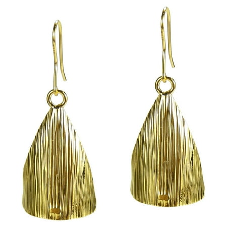 - Satin Brush Curved Triangle Gold Vermeil Solid 925 Silver Earrings