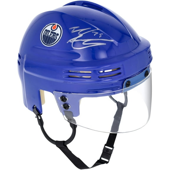 Evan Bouchard Edmonton Oilers Autographed Blue Mini Helmet - Fanatics Authentic Certified