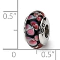 thumbnail image 2 of Beautiful Sterling Silver Reflections Black/Pink Hand-blown Glass Bead, 2 of 2