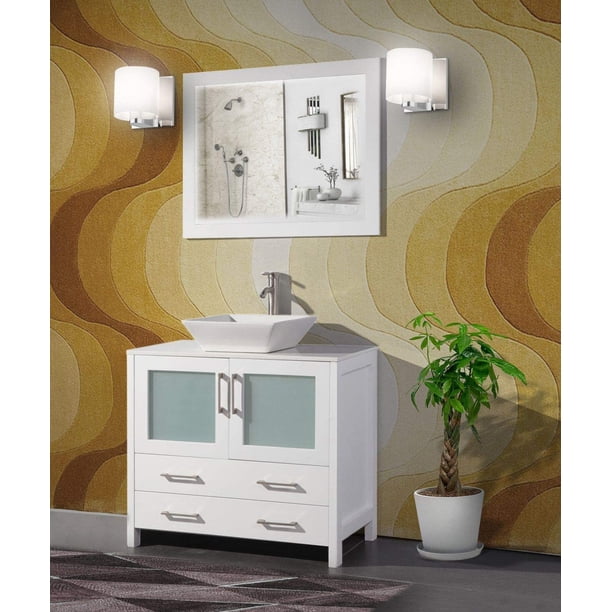 Vanity Art 36 Single Sink Bathroom Vanity Combo Set 2 Drawers 1 Shelf Quartz Top Bathroom Vanity With Sink Free Mirror Walmart Com Walmart Com