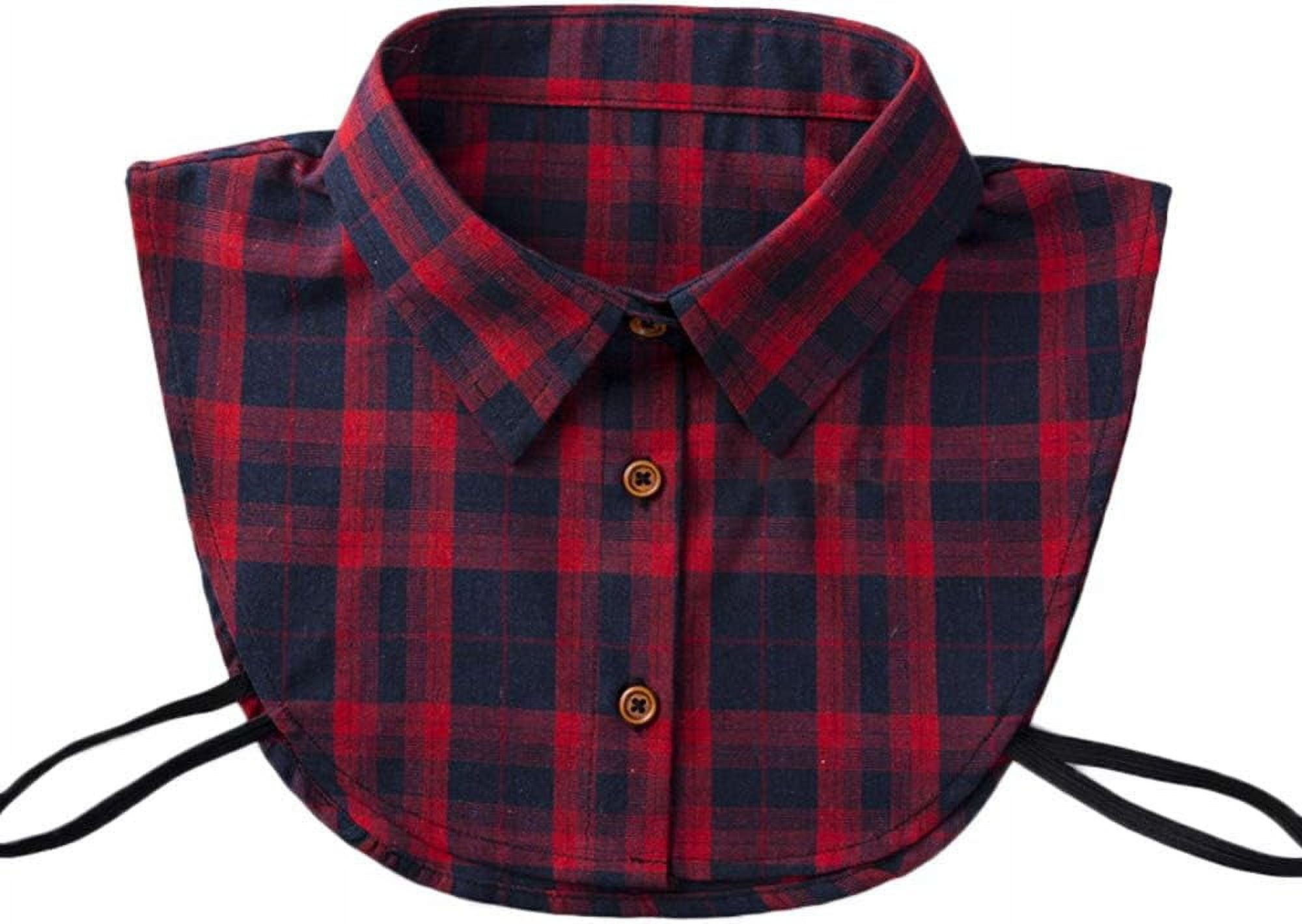 Zhengup Detachable Half Shirt Blouse False Collar Cotton Plaid