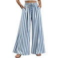 thumbnail image 6 of IMENGL Women's Wide Leg Pants Soft Summer Striped Straight Elastic Waist Trousers Loose Casual Cropped Pant for Womens,M-XXL, 6 of 7