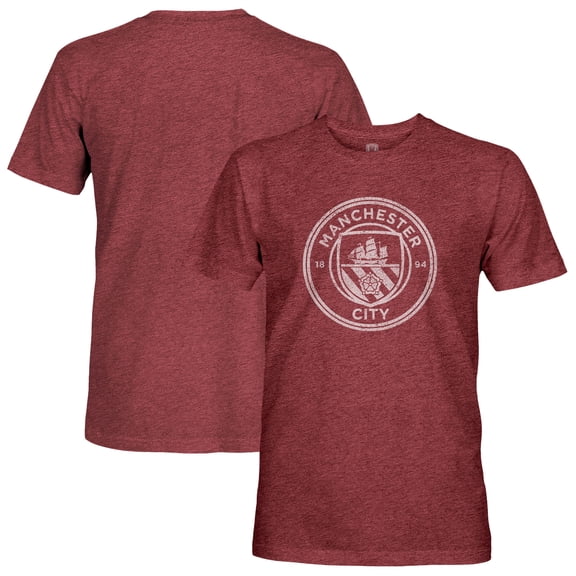 Men's 1863FC  Maroon Manchester City Mono Badge Retro Tri-Blend T-Shirt