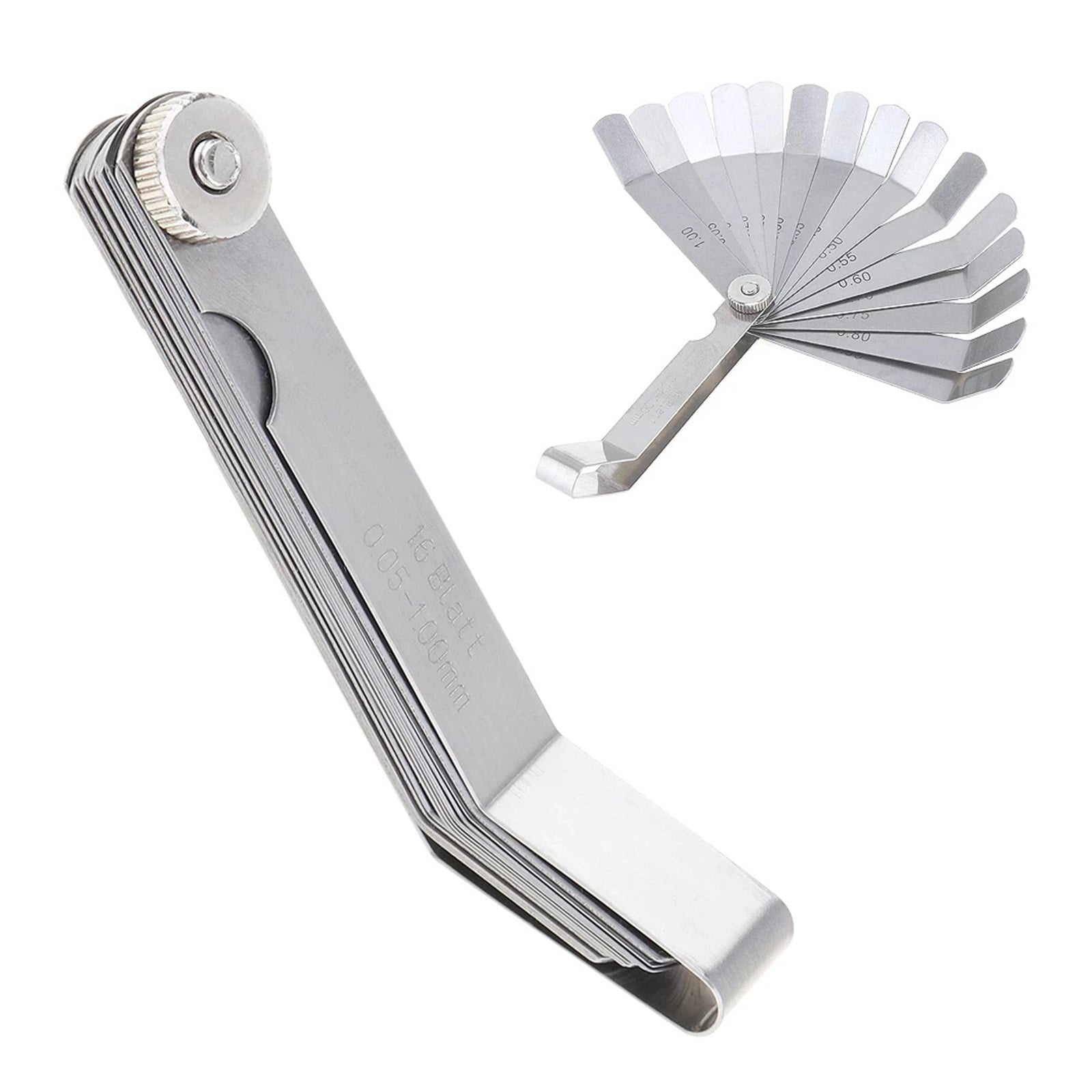 16 Blades Curved Feeler Gauge 0.127 to 0.508mm 32 Blades Feeler Gauge Stainless Steel Metric In 0.04-0.88mm ,Corrosion-Resistant
