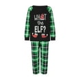 thumbnail image 2 of Family Matching Christmas Pajamas, Elf Letter Print Long-Sleeved Tops + Plaid Pattern Trousers Glow at Night Sleepwear, 2 of 9