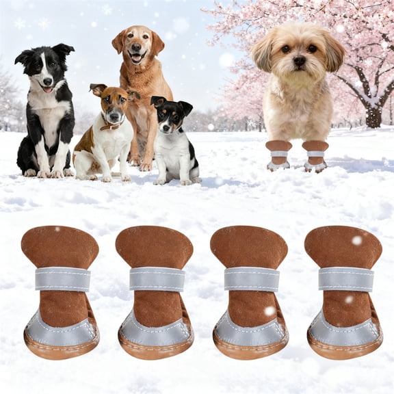 Durable All-Weather Protective Pet Shoes for Cats and Dogs with - Soles and Reflective Strips for Outdoor Hiking Walking Running on Various Terrains