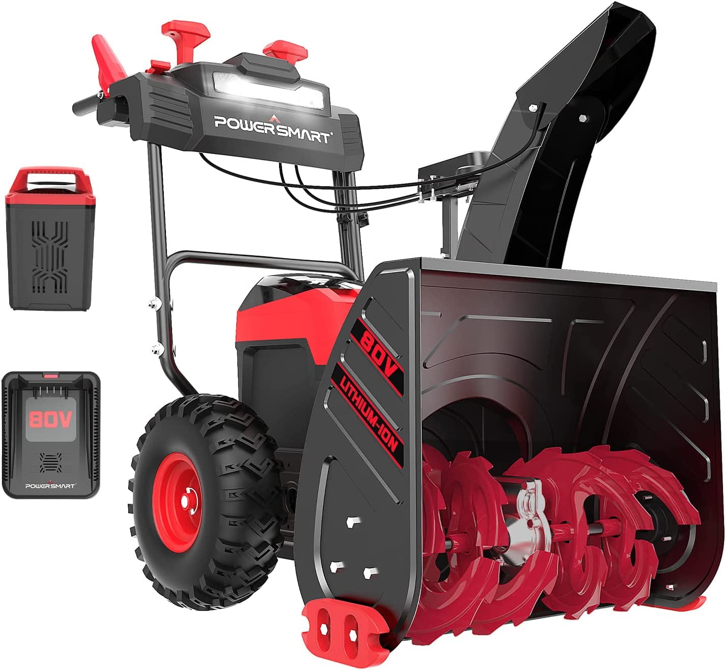 24 in Snow Blower, 80V 6.0Ah Battery Powered Snow Thrower, Cordless