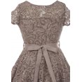 thumbnail image 4 of Little Girl Cap Sleeve Floral Lace Glitter Pearl Holiday Party Flower Girl Dress Silver 4 JKS 2102 BNY Corner, 4 of 4