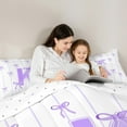 thumbnail image 5 of Castle Fairy Teens Boys Girls Bowknot Personalized Initial K 2Pcs Bedding Comforter Set,Purple Geometric Stripes Twin Comforter Sets,Dreamy Princess Breathable Bedding Set,Microfiber Bedroom Decor, 5 of 8