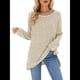 thumbnail image 2 of Suéter de Punto con Abertura Lateral Y2K para Mujer, Cuello Redondo, Larga, Blusa de Punto Liso con Abertura Lateral, Túnicas Albaricoque XXL, 2 of 10