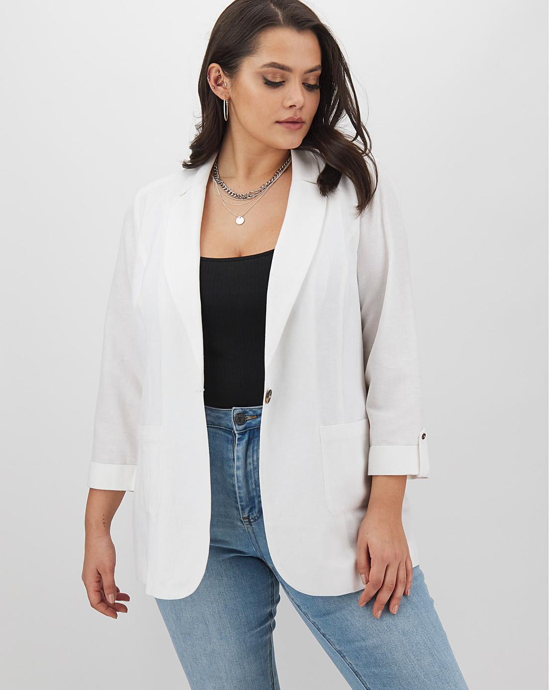 white linen jacket plus size