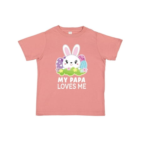 

Inktastic My Papa Loves Me with Bunny and Easter Eggs Gift Toddler Toddler Girl T-Shirt