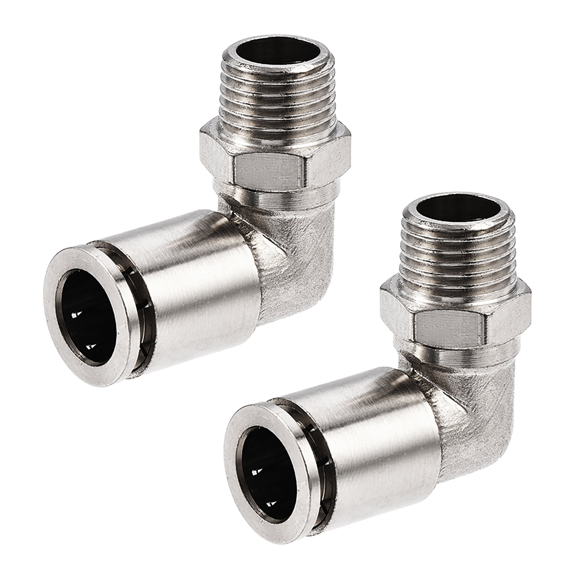 10 x NICKEL PLATED PNEUMATIC 90 ELBOW CONNECTOR 6mm PUSH IN to 1/8 BSP MALE 