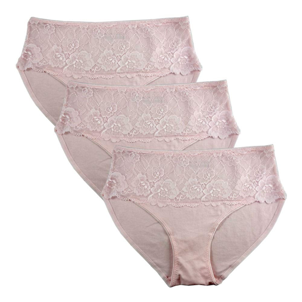 FEM intimates Cotton Spandex Brief Panties with Lace Pannel. Walmart