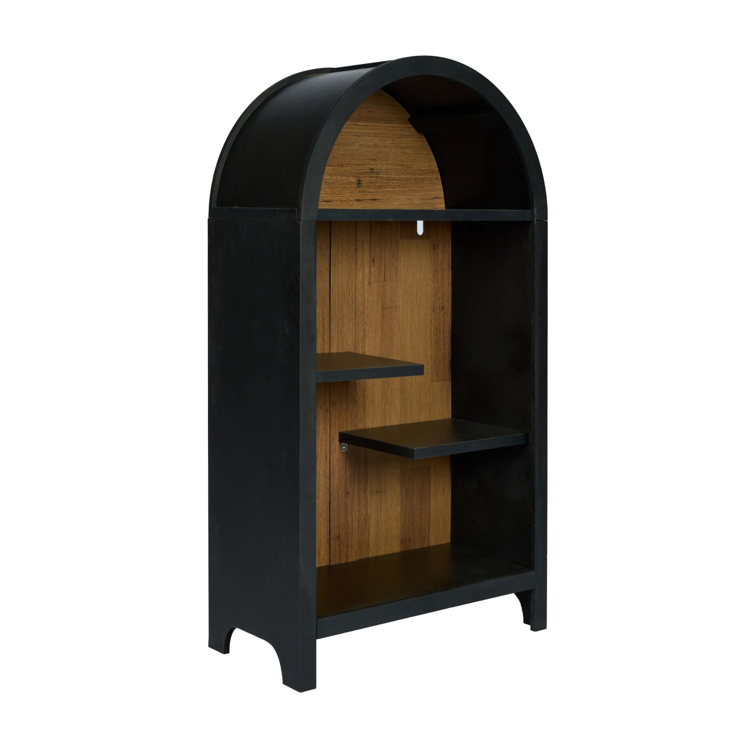 Hommoo 4-Tier Arched Bookshelf, Asymmetrical Open Storage Shelf, Wooden Freestanding Display Shelf for Entryway, Living Room, Bedroom, Hallway, Brown