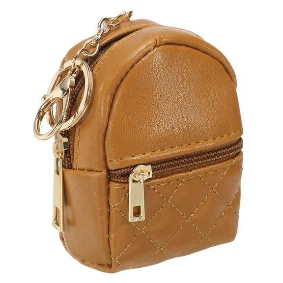 Uxcell Mini Mochila Linda Bolsa Cosmética para Mujeres Llavero Creativo de Cuero PU Marrón