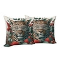 thumbnail image 5 of Ambesonne Leopard Throw Pillow Cover Pack of 2, Savage Cat Lace Eucalyptus, 2 Pcs-40"x40", Laurel Green Vermilion, 5 of 5