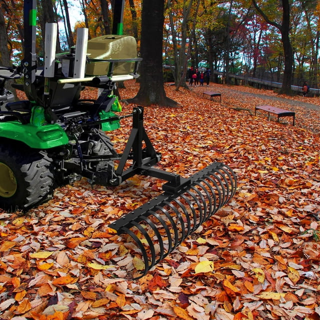 Kojooin Heavy-Duty Landscape Rake for Lawn Tractor, ATV or UTV, 49 Inch Rake with 17 Steel Tines and 2 Inch Receiver