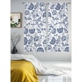 thumbnail image 4 of Boho Blue Floral Semi Sheer Curtains 63 Inch Length 2 Panels Set, Vintage Farmhouse Paisley Plant Leaf Sheer Kitchen Curtain Privacy Voile Window Curtain for Living Room Bedroom Rod Pocket Drapes, 4 of 7