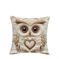 thumbnail image 2 of Funda de almohada de búho blanco, suave, de terciopelo de pelo corto, estampada por una cara, cómoda funda de cojín para sofá, de felpa., 2 of 7