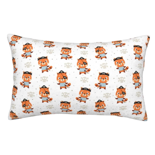 Balery Cute Little Pirate Red Panda Funda de Cojín Estampada, Regalos para Mujeres, Regalos de Amor para Ella, Regalos para Novia o Esposa, Funda de Almohada-14"x20"