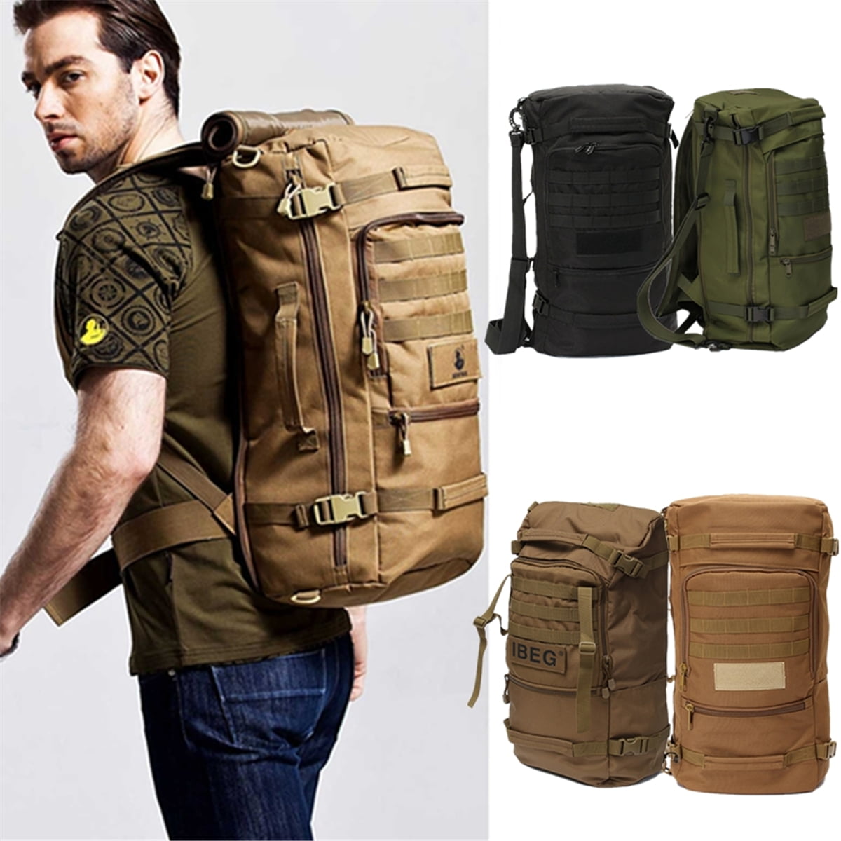50L Backpack Military Tactical Army Rucksack Outdoor Camping Hiking Trekking Bag 