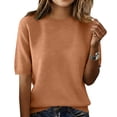 thumbnail image 4 of Short Sleeve Tops for Women Short Sleeve Pullover Spring 2026 Fashion Neck Knitted Shirt Elegant Lightweight Pullover Cute Summer Tops1 PC, 4 of 4