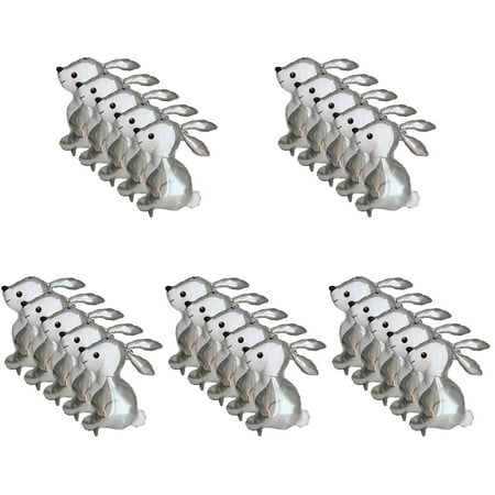 NUOLUX 25 Pcs Bunny Balloons Woodland Bunny Balloons Easter Rabbit Shaped Foil Balloons