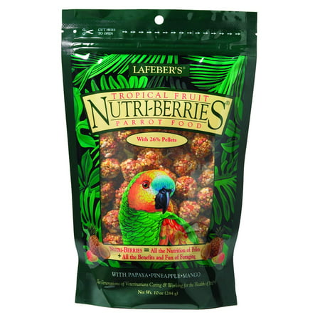 LAFEBER'S Tropical Fruit Nutri-Berries Pet Bird Food, Made with Non-GMO and Human-Grade Ingredients (10 oz - Parrot), NUTRITIONALLY COMPLETE FORAGING PARROT.., By