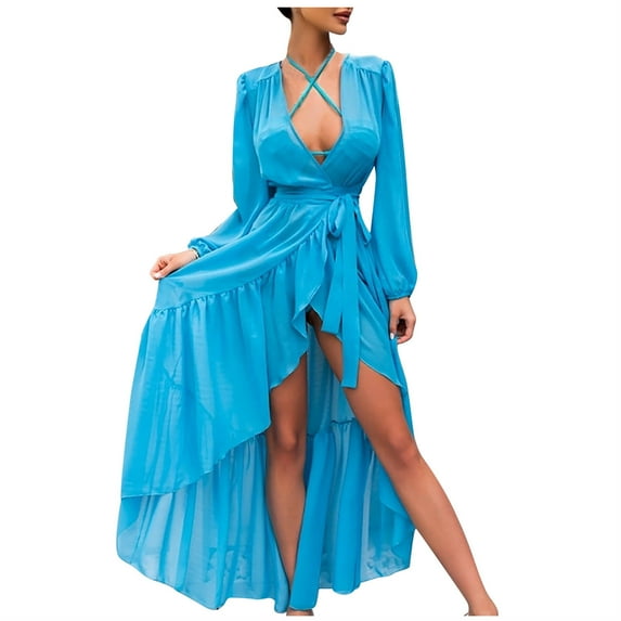 asdoklhq Plus Size Tops Under 10.00,Women Floral Printed Chiffon Beach Kimono Cardigan Shawl Long Sleeve Loose Cover Up Nightgown